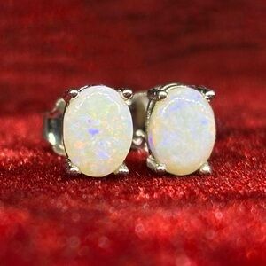 Stargazing Pinfire Australian Mintabie .925 Sterling Silver Opal Stud Earrings